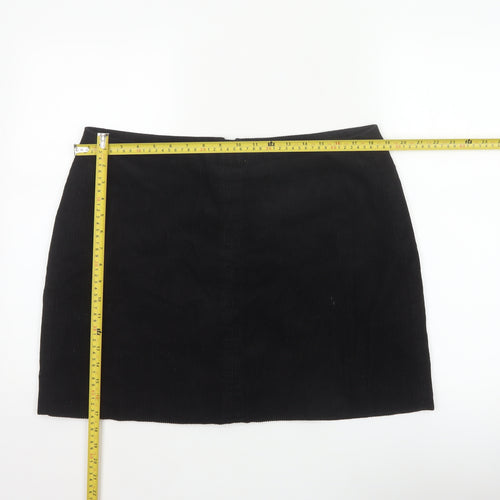 Next Women Black UK 16 Corduroy Pencil Mini Skirt Lined