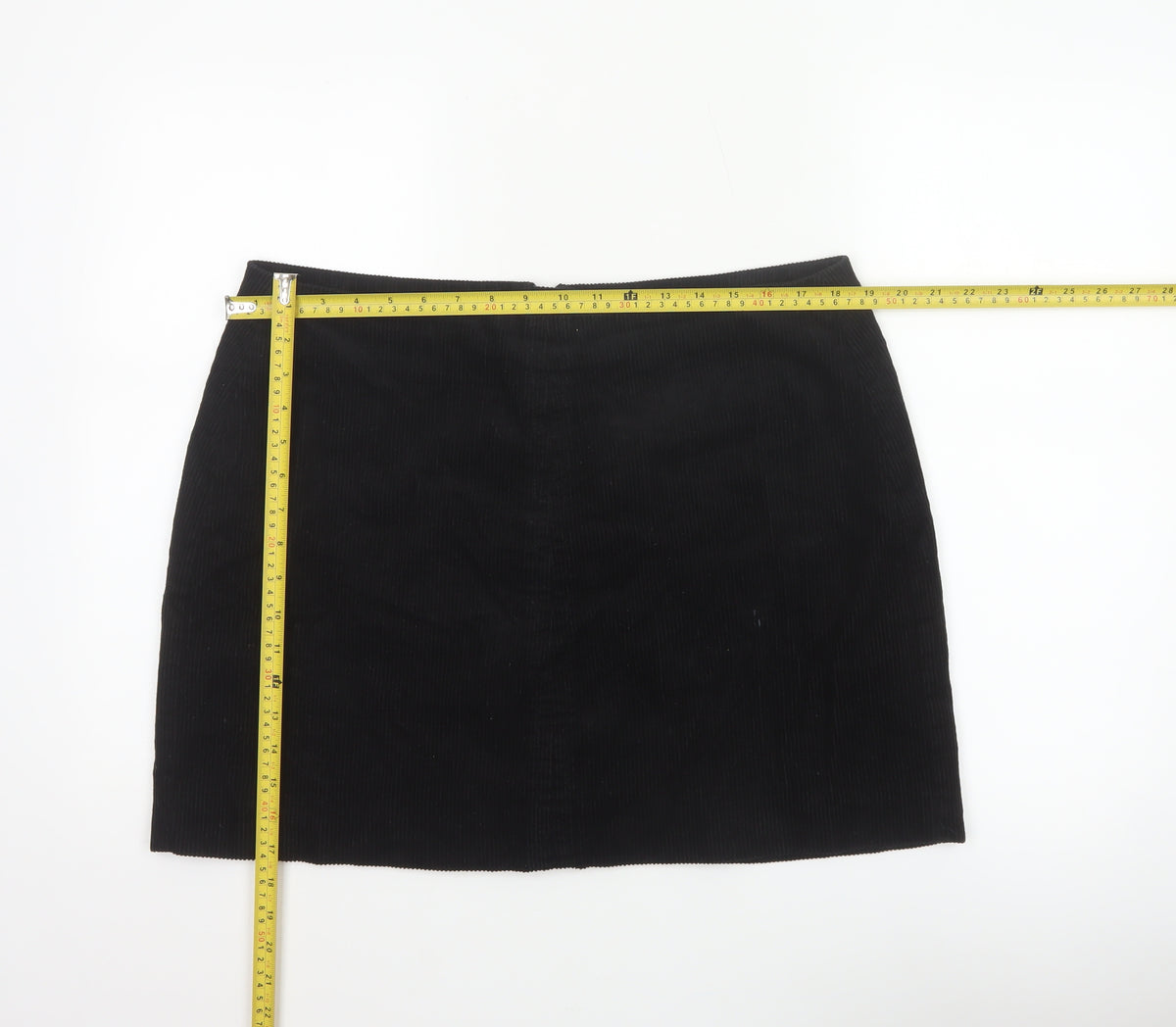 Next Women Black UK 16 Corduroy Pencil Mini Skirt Lined