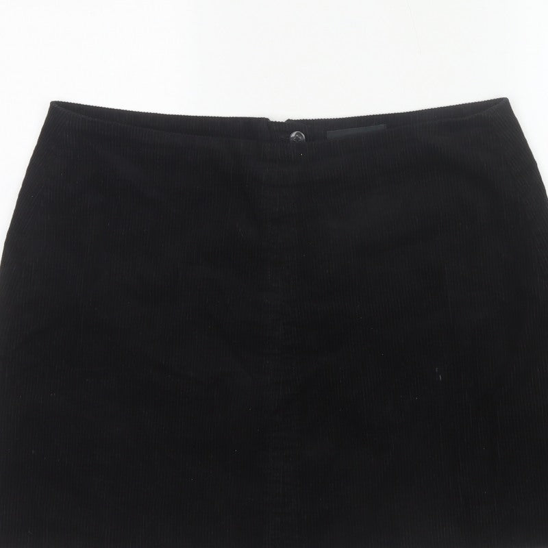 Next Women Black UK 16 Corduroy Pencil Mini Skirt Lined