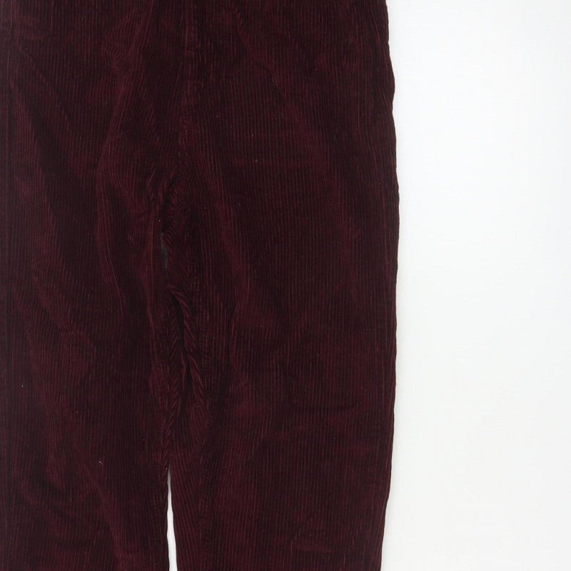 Topshop Women Red Corduroy Mom Trousers W26 L30 UK 8 Tapered