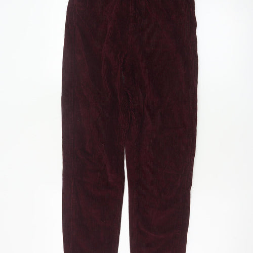Topshop Women Red Corduroy Mom Trousers W26 L30 UK 8 Tapered