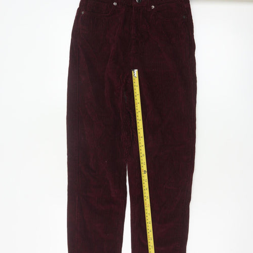 Topshop Women Red Corduroy Mom Trousers W26 L30 UK 8 Tapered