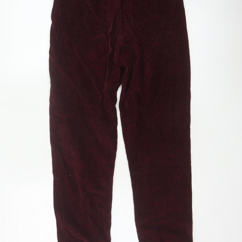 Topshop Women Red Corduroy Mom Trousers W26 L30 UK 8 Tapered