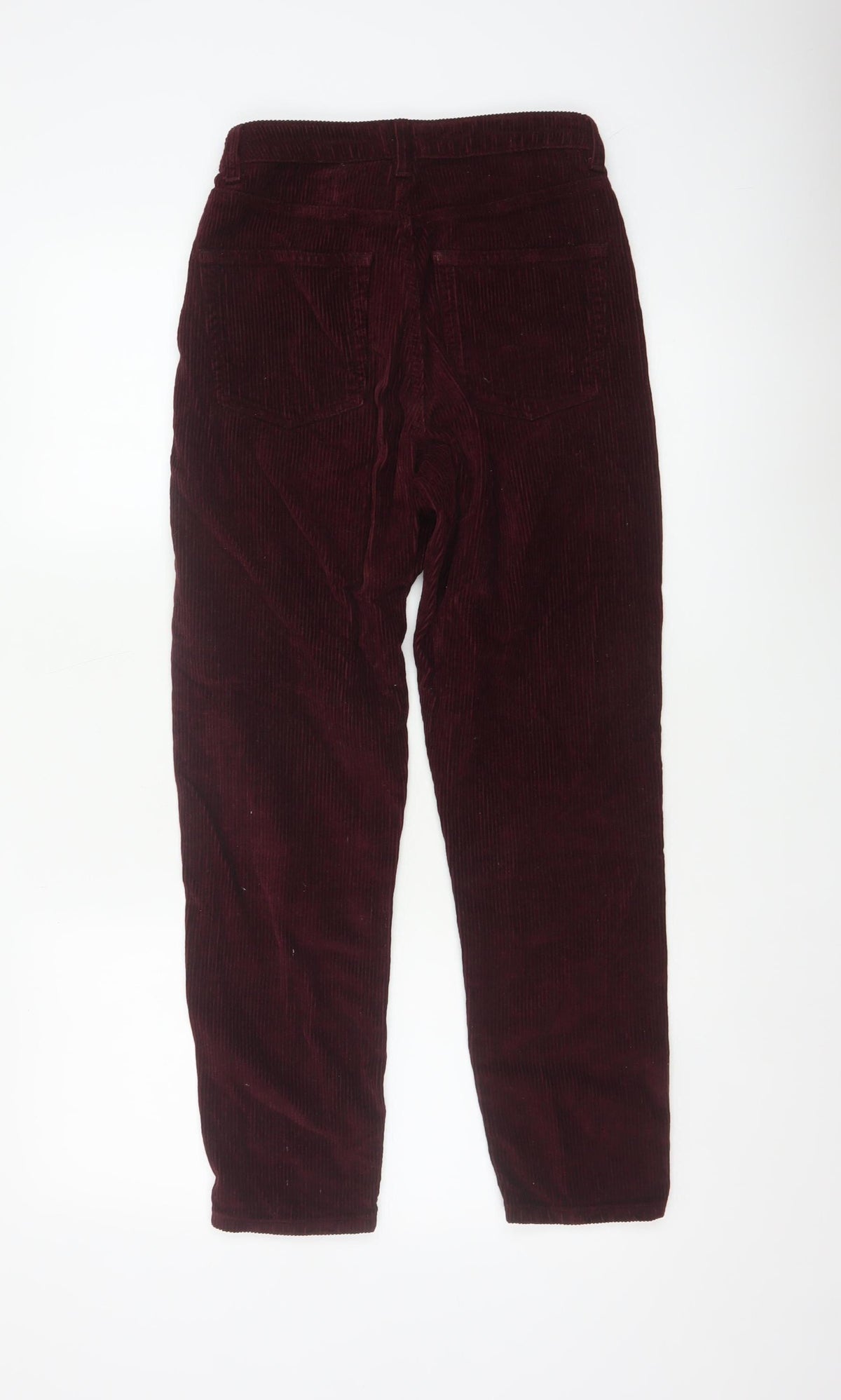 Topshop Women Red Corduroy Mom Trousers W26 L30 UK 8 Tapered