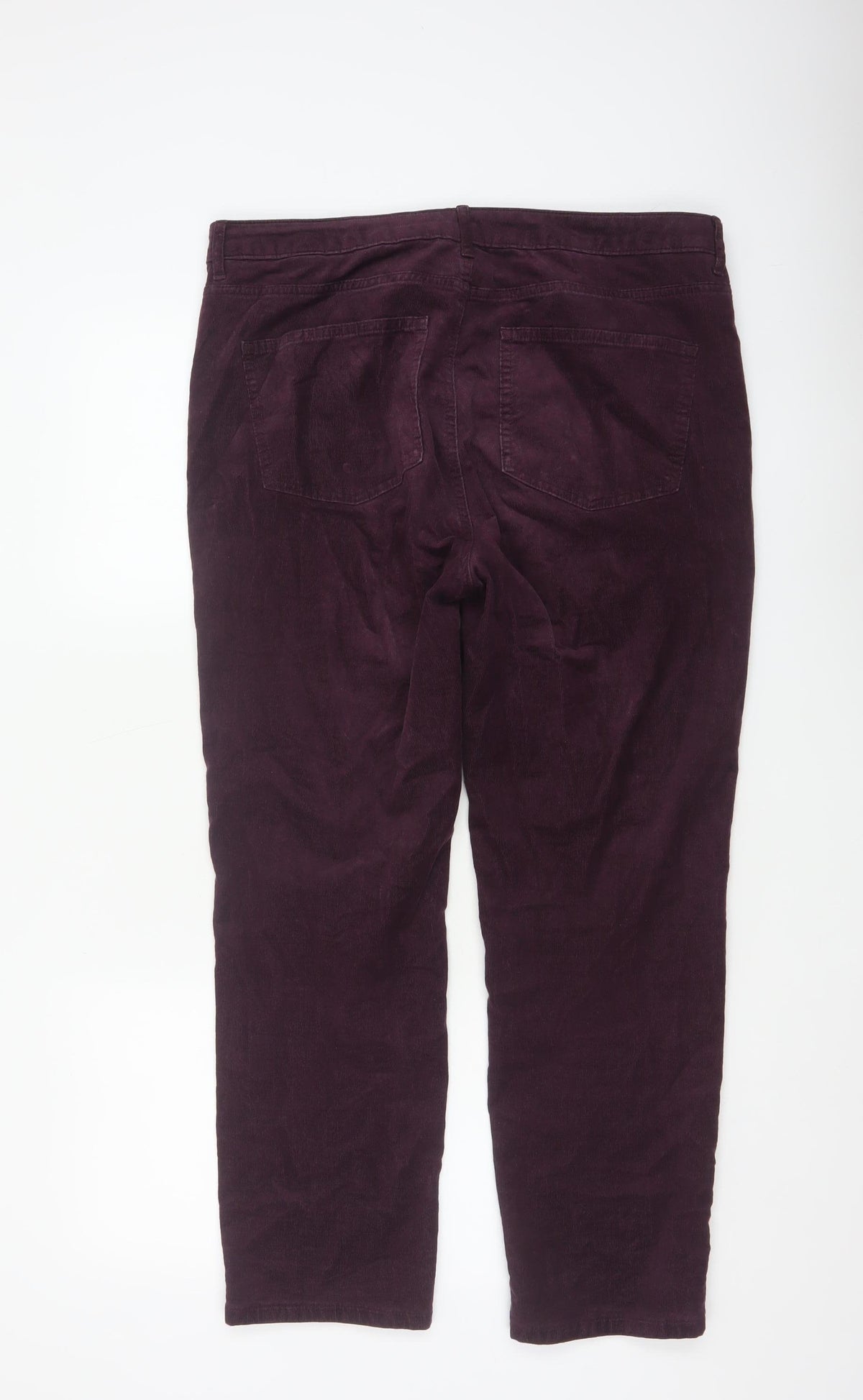 Marks and Spencer Women’s Purple UK 16 Short Corduroy Straight Trousers