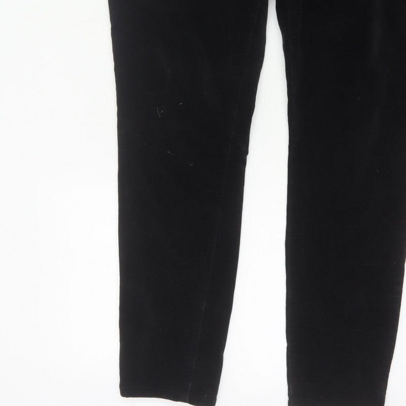 White Stuff Women Black UK 16R Velour Stretch Skinny Leggings Trousers