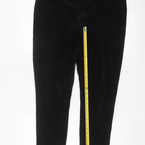 White Stuff Women Black UK 16R Velour Stretch Skinny Leggings Trousers