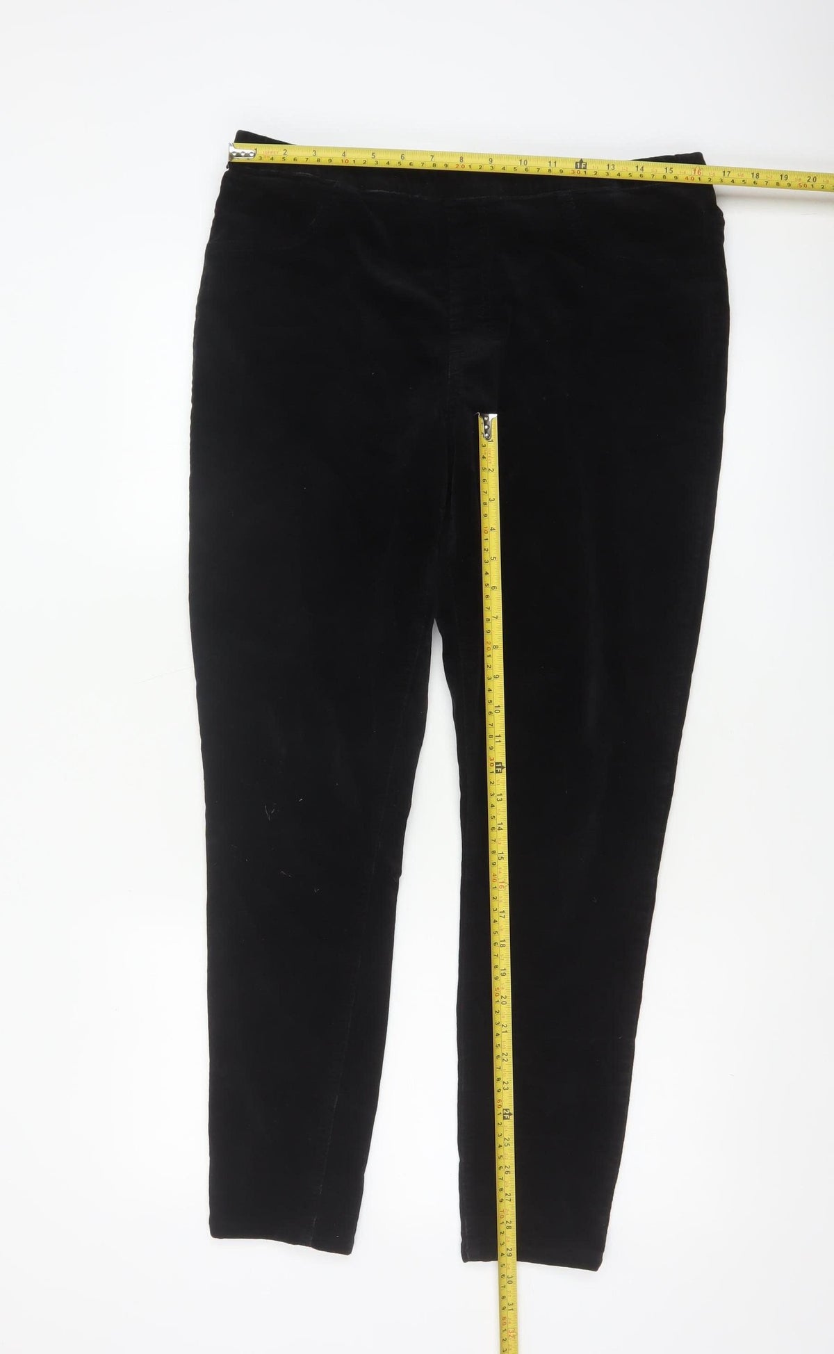 White Stuff Women Black UK 16R Velour Stretch Skinny Leggings Trousers