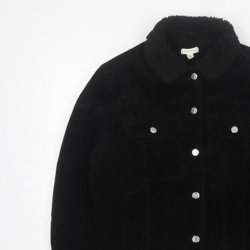 Topshop Women’s Black UK 10 Corduroy Jacket Faux Fur Collar