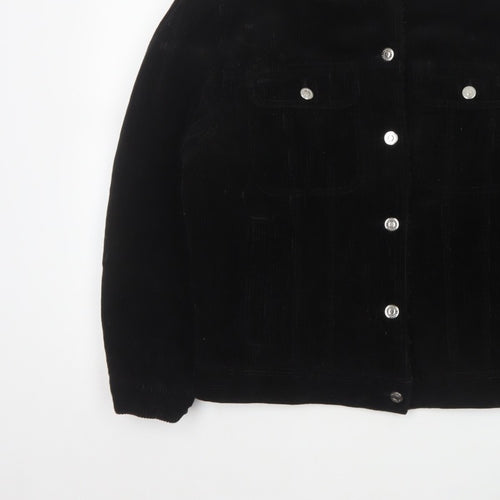 Topshop Women’s Black UK 10 Corduroy Jacket Faux Fur Collar