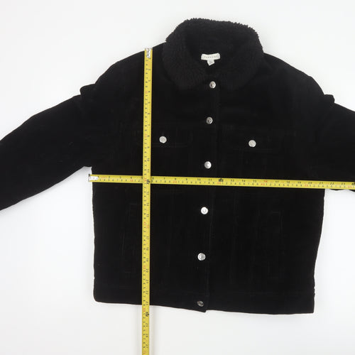 Topshop Women’s Black UK 10 Corduroy Jacket Faux Fur Collar