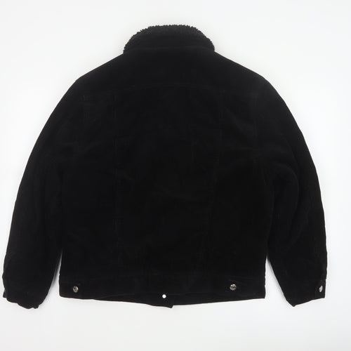 Topshop Women’s Black UK 10 Corduroy Jacket Faux Fur Collar