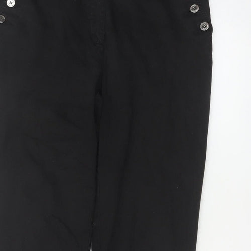 Jaeger Women’s Black Size 12 Straight Leg Sailor Button Trousers