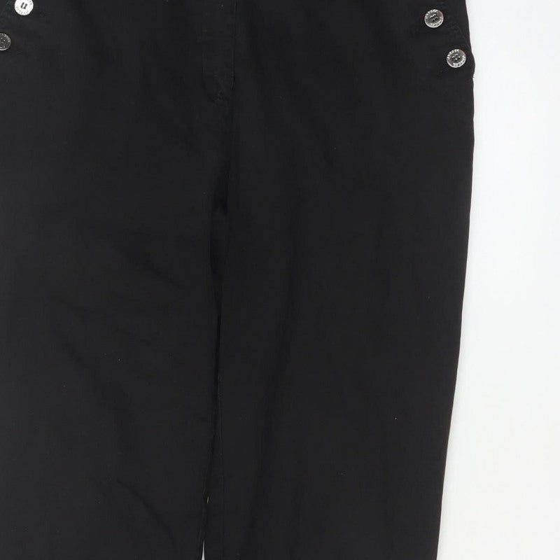 Jaeger Women’s Black Size 12 Straight Leg Sailor Button Trousers
