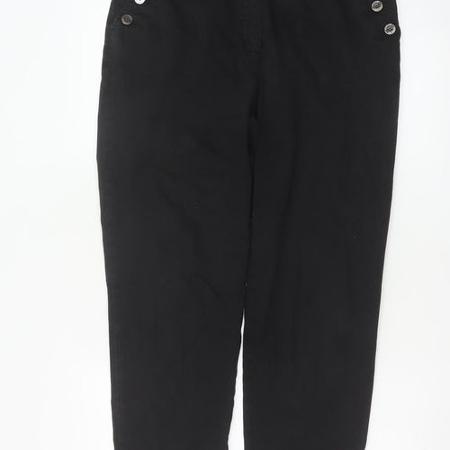 Jaeger Women’s Black Size 12 Straight Leg Sailor Button Trousers