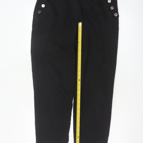 Jaeger Women’s Black Size 12 Straight Leg Sailor Button Trousers