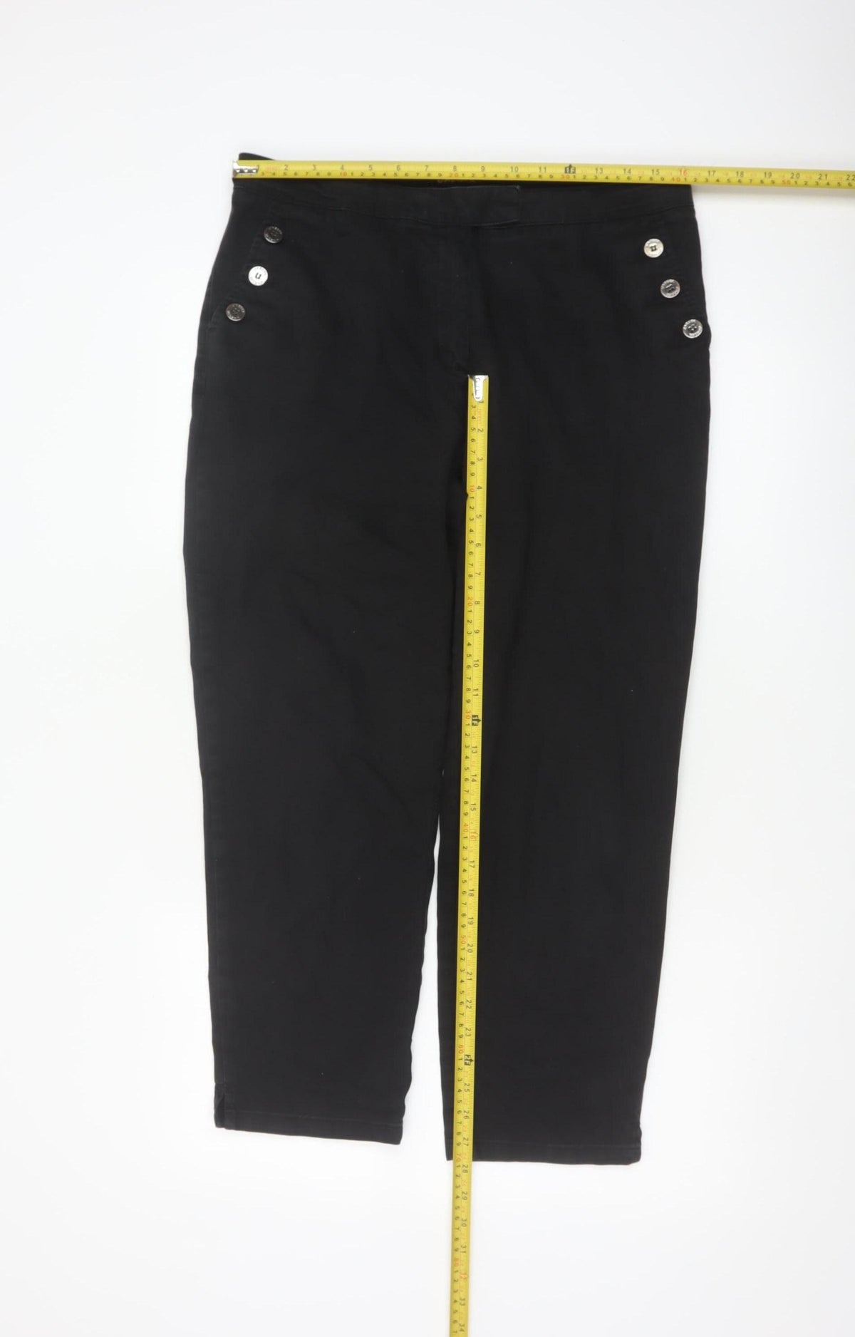 Jaeger Women’s Black Size 12 Straight Leg Sailor Button Trousers