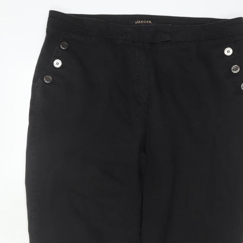 Jaeger Women’s Black Size 12 Straight Leg Sailor Button Trousers