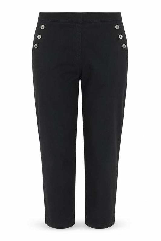 Jaeger Women’s Black Size 12 Straight Leg Sailor Button Trousers