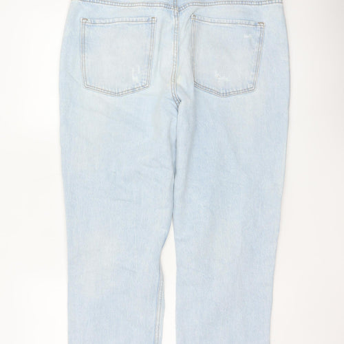 Primark Women Blue UK 16 High Rise Distressed Mom Jeans