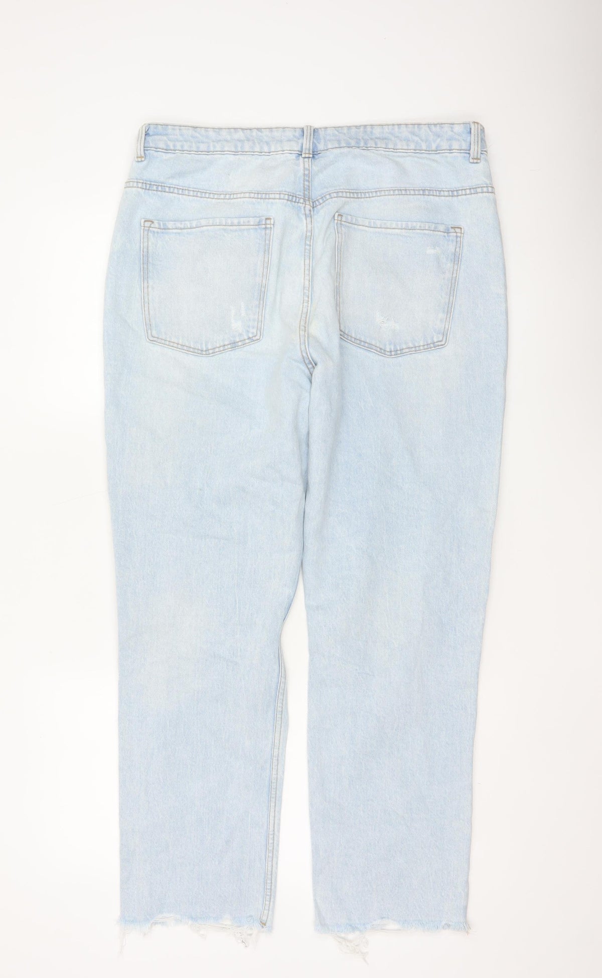Primark Women Blue UK 16 High Rise Distressed Mom Jeans