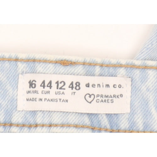 Primark Women Blue UK 16 High Rise Distressed Mom Jeans