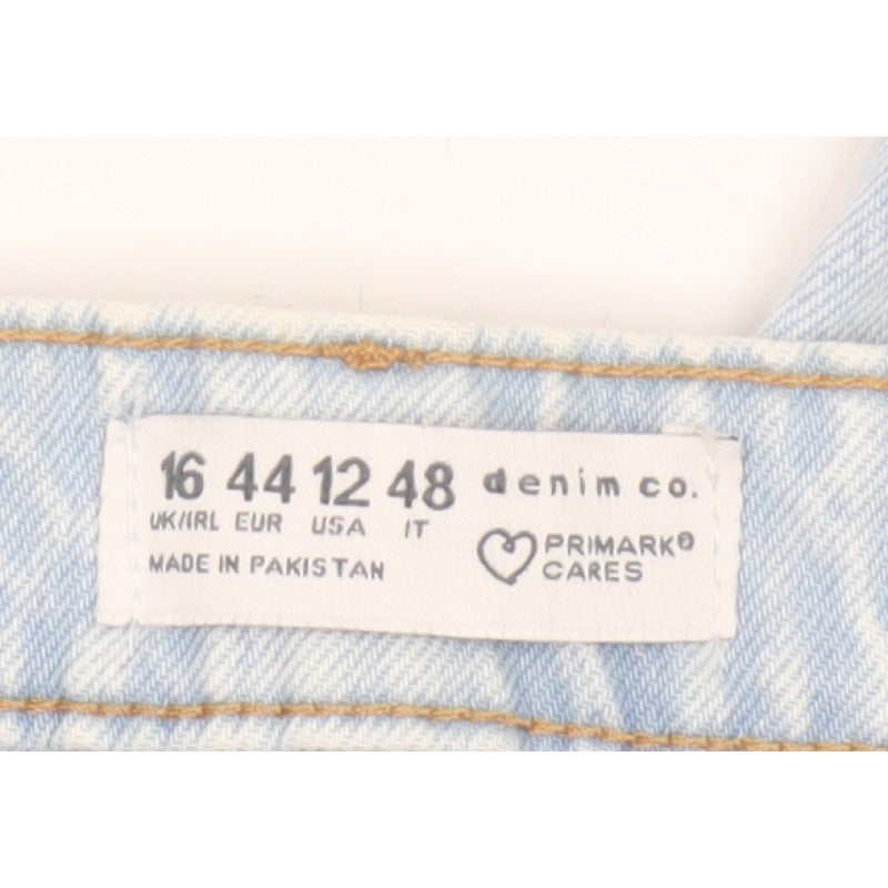 Primark Women Blue UK 16 High Rise Distressed Mom Jeans