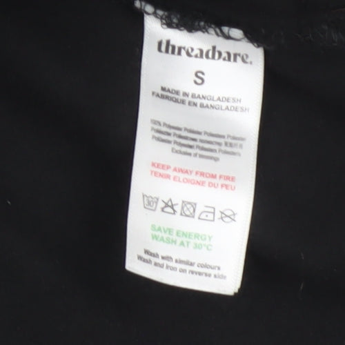 Threadbare Men Black S Regular Fit Fleece Snap Button-Up Overshirt