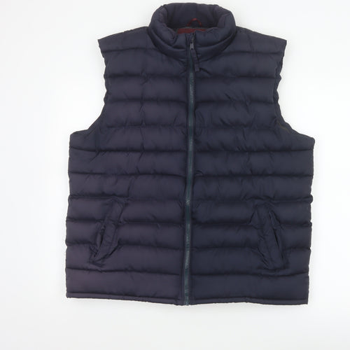 Old Navy Men’s Navy Blue L Puffer Gilet Bodywarmer Zip Padded