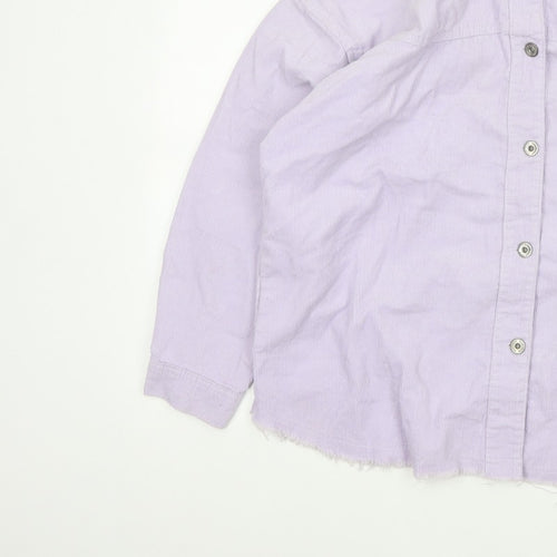 Boohoo Women Purple UK 12 Corduroy Button-Up Long Sleeve Shirt