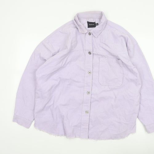 Boohoo Women Purple UK 12 Corduroy Button-Up Long Sleeve Shirt