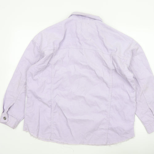 Boohoo Women Purple UK 12 Corduroy Button-Up Long Sleeve Shirt