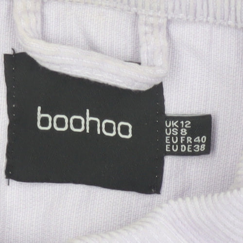 Boohoo Women Purple UK 12 Corduroy Button-Up Long Sleeve Shirt