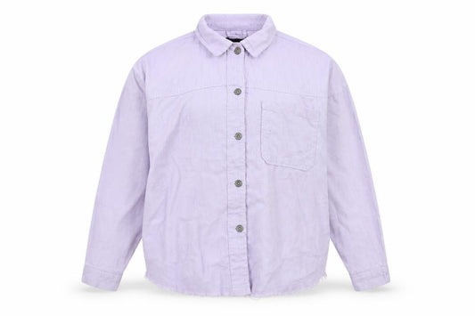 Boohoo Women Purple UK 12 Corduroy Button-Up Long Sleeve Shirt