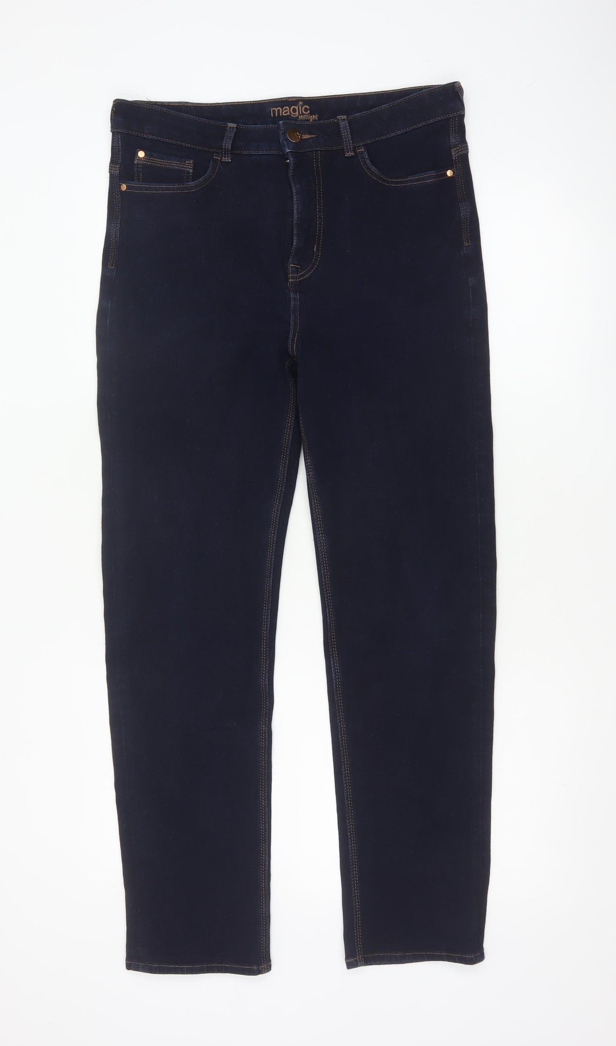 Marks & Spencer Women Blue UK 14 Short Magic Straight Stretch Jeans