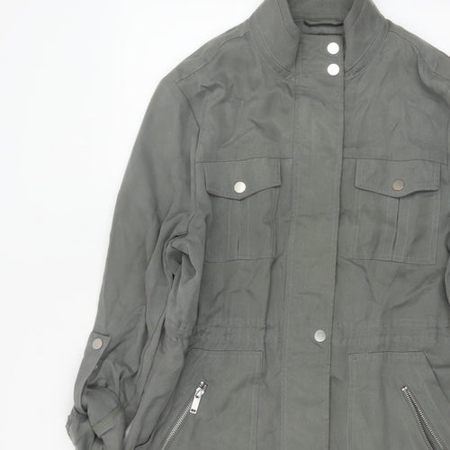 Mint Velvet Women Grey UK 12 Military Utility Jacket Zip