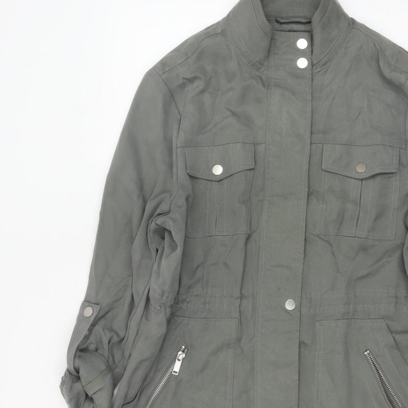 Mint Velvet Women Grey UK 12 Military Utility Jacket Zip