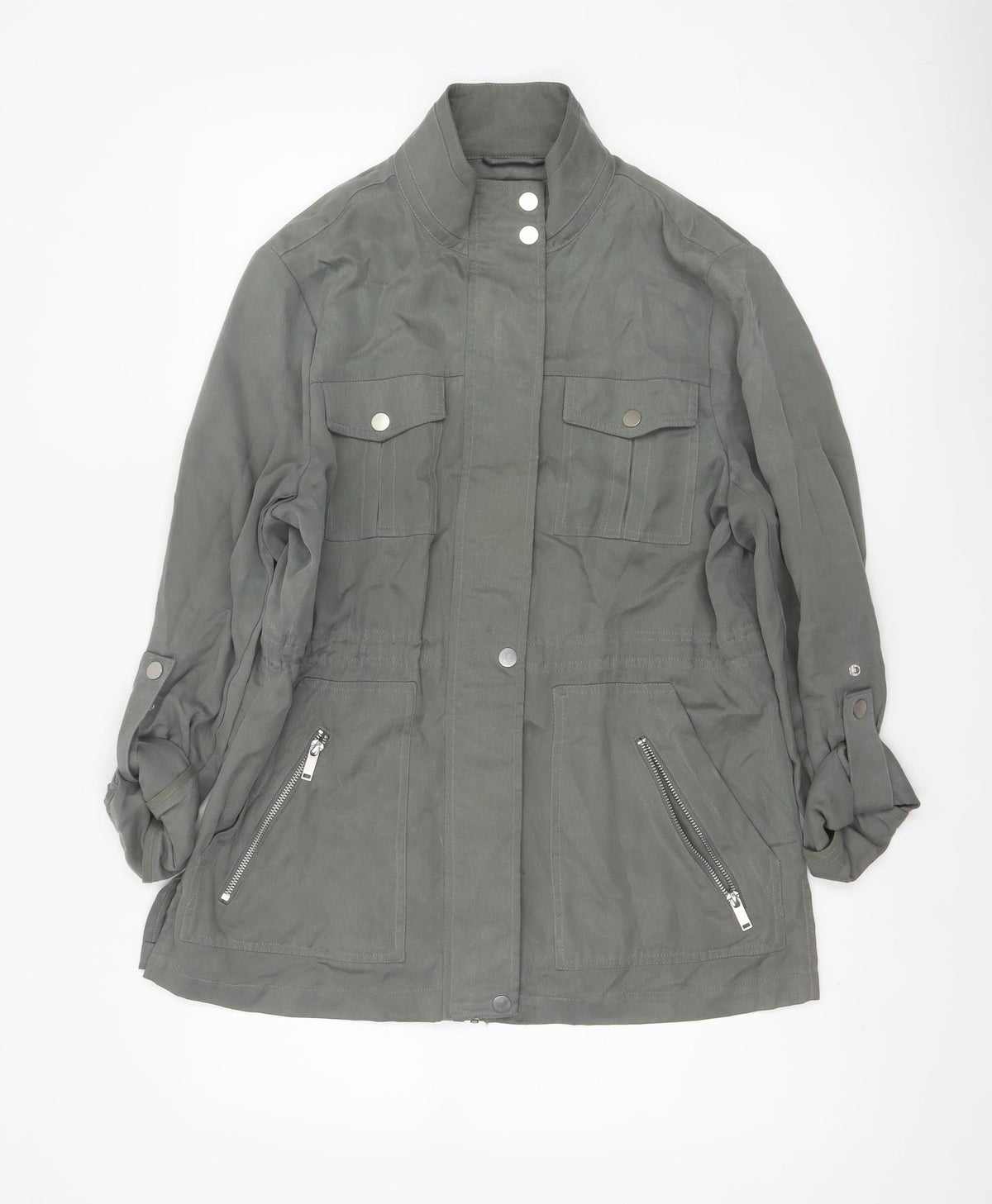 Mint Velvet Women Grey UK 12 Military Utility Jacket Zip