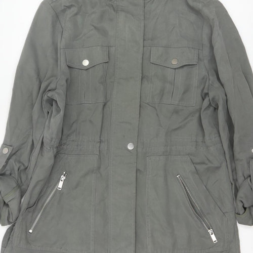 Mint Velvet Women Grey UK 12 Military Utility Jacket Zip