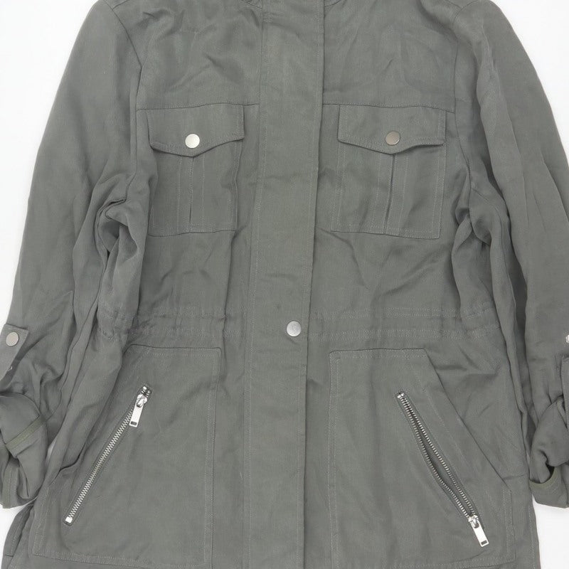 Mint Velvet Women Grey UK 12 Military Utility Jacket Zip