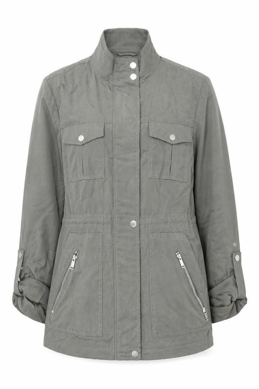 Mint Velvet Women Grey UK 12 Military Utility Jacket Zip