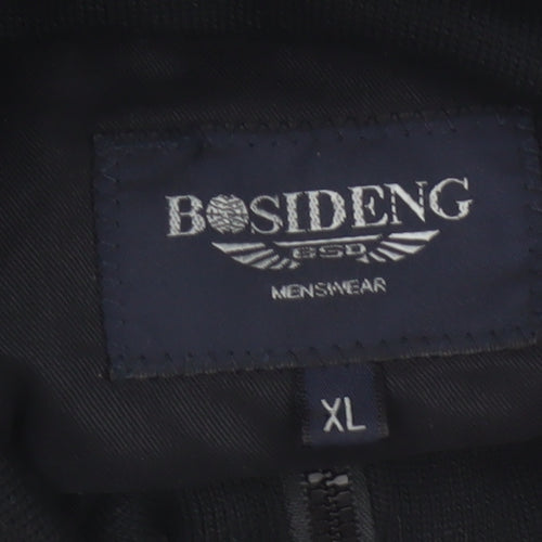 Bosideng Men’s Black XL Bomber Jacket Full Zip Stand Collar