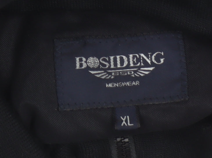 Bosideng Men’s Black XL Bomber Jacket Full Zip Stand Collar