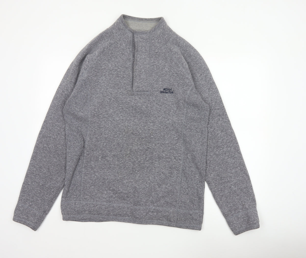 Weird Fish Men’s Grey M 1/4 Zip High Neck Logo Sweatshirt Pullover
