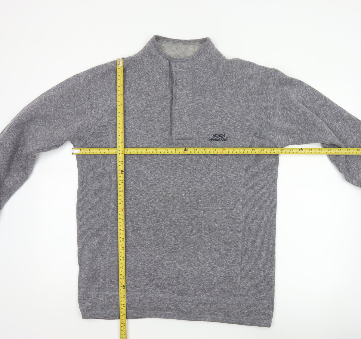 Weird Fish Men’s Grey M 1/4 Zip High Neck Logo Sweatshirt Pullover