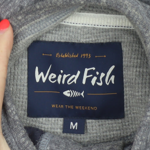 Weird Fish Men’s Grey M 1/4 Zip High Neck Logo Sweatshirt Pullover