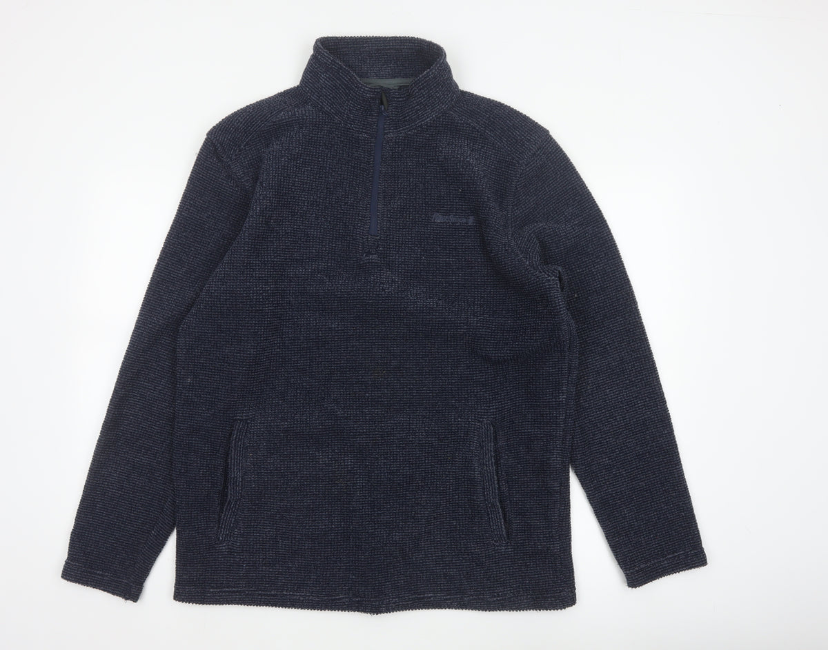 Back view of Peter Storm Men’s Blue M 1/4 Zip Fleece Sweatshirt Pockets