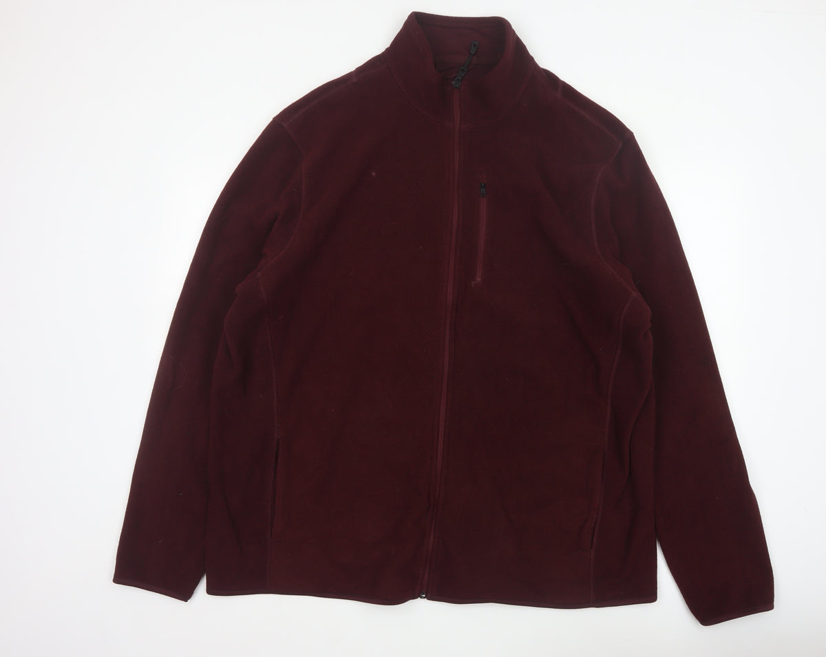 Marks & Spencer Men Red 3XL Fleece Full Zip Jacket Pockets