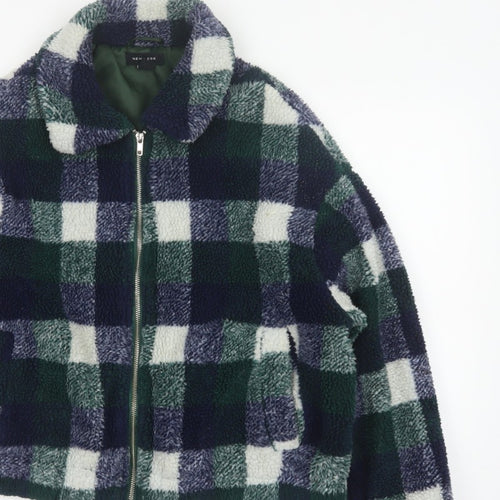 New Look Women’s Multicoloured Check Teddy Fleece Zip Jacket UK S