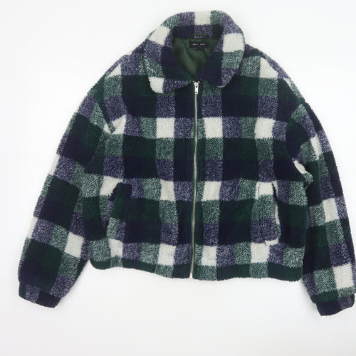New Look Women’s Multicoloured Check Teddy Fleece Zip Jacket UK S